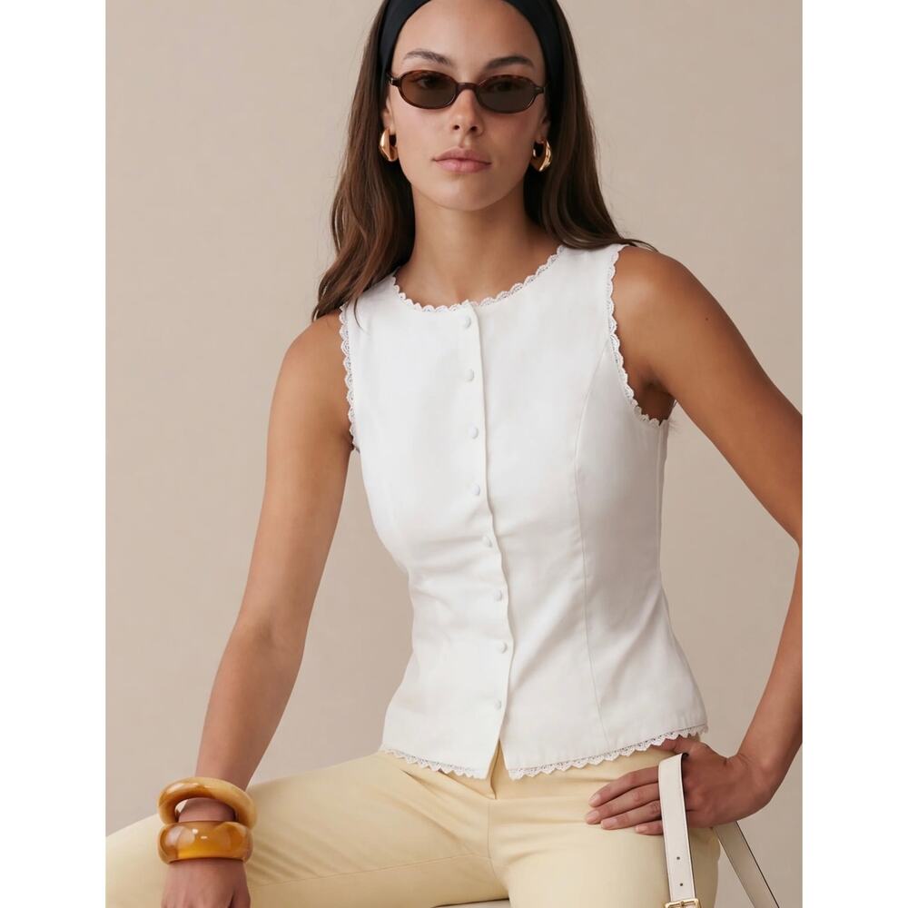 New Kourt Micah Top ivory blouse size 4 $147 - Picture 2 of 5
